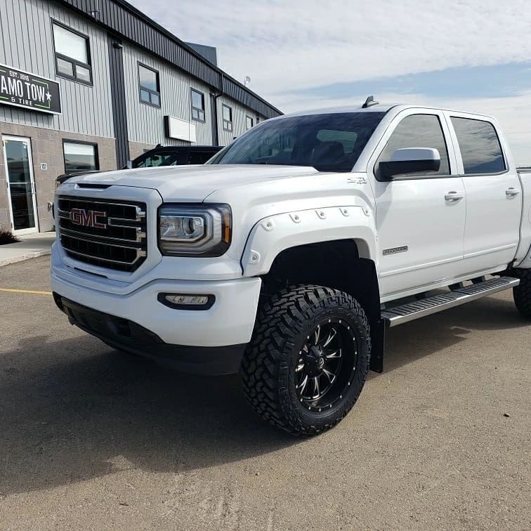 Customer truck outside the shop